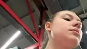 blonde masturbates hard in gym