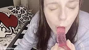thick virgin girl tries ass to mouth with dildo again