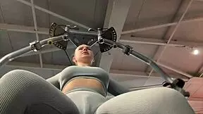 blonde masturbates hard in gym