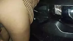 Horny latina prostitute can't wait and gets fucked on the beach car in public, showing tits and ass.