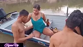 Tigresa VIP enjoys a relaxing session with two men and her favorite sister-in-law Mia