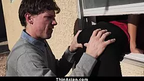 asian girl stuck and fucked by two