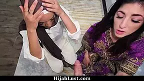 the hijab chicks getting him nice and warmed up so he can fuck them both - hijablust!
