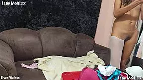 My stepdaughter says, 'Which lingerie should I wear to pose and fuck my asshole?' It looks delicious.