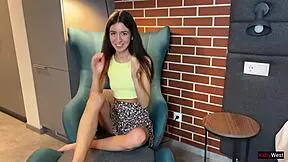 A petite 18+ beauty begs, 'Can you fuck my wet pussy?' in this homemade amateur couple scene.