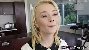 tiny blonde gets cummed in hardcore petite teen blowjob handjob