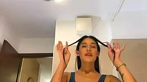 can she be the most beautiful girl ever in blue mini skirt and panties?