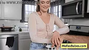 Sexy blonde Chloe Rose fingers bald pussy after shower