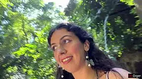 cum on face in public locker room and cumwalk at the waterfall