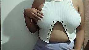 Milf massages her big tits with pleasure in homemade video?