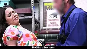 Does the guard fuck the teen 18+ after ripping her clothes in hidden cam?