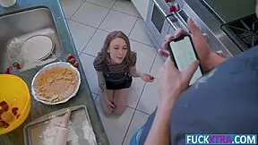 madi collins takes big choco chip in kitchen 😏