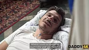 Horny old man lied about illness and fucked young girlfriend in cowgirl position