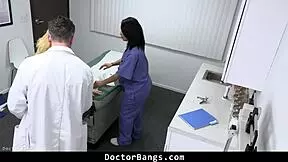 Doctor Makes Sure Teen Pussy Is Dripping Wet In 3some.
