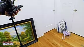 petite exotic coed raven touches herself and receives cum while sucking cock