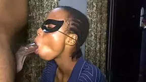 an ebony babe shares her talents in a casual setting