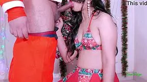 desi teen priya gets hard fucked by fake santa in christmas roleplay, riding to orgasm