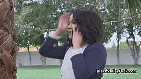 I watch ebony coeds lick the white bully's pussy in threesome