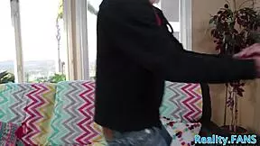 Petite babe bent over for rimjob and blowjob?