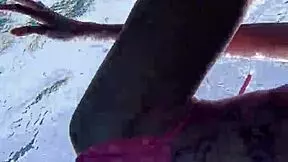 Petite beauty shows off huge dildo, teasing first time use