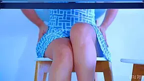 tiny college girl in dress with no underwear masturbates at the restaurant