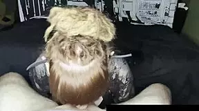 Cute goth cosplayer gets facefucked by a monster cock, swallowing and spitting cum in casual encounter.