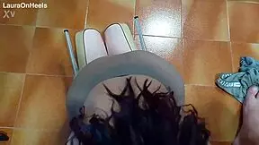 Milf in pantyhose and heels gives blowjob preview