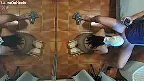 Milf in Pantyhose and Heels Gives Blowjob on Knees with Cum Swallow