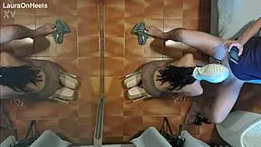 Milf in Pantyhose and Heels Gives Blowjob on Knees with Cum Swallow