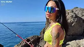 Very Myller as Italian Tourist with Big Tits Gets POV Ass Destruction in Public Ocean Fishing with Cumshot on Open Asshole