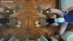 Milf in Pantyhose and Heels Gives Blowjob on Knees with Cum Swallow