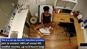 Rina Arem Undergoes Stimulating Exam In Heels And Black Shoes, Revealing Tattoo And Shaved Pussy With Toys