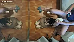 Milf in Pantyhose and Heels Gives Blowjob on Knees with Cum Swallow