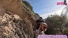 Is that thin blonde milf fucking outdoor in sneakers?