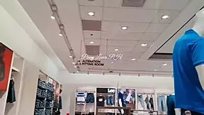 Risky Public Creampie in Mall Fitting Room with Stepsister's Hairy Pussy