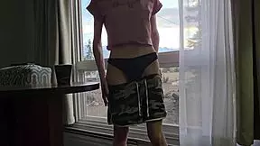 young wife cheating in hotel with husbands friend, her tight pussy bent over.