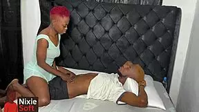 petite ebony babes in foursome, sucking big cocks in submissive orgy