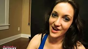 Brunette Ryann sucks cock and gets pussy deeply fucked