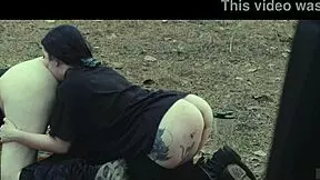 submissive cutie started by eating ass and piss during the roadside picnic. then she endured a rough face fucking session with gagging and choking.