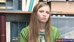 skinny shoplifter gets caught and fucked by the lp officer in the office