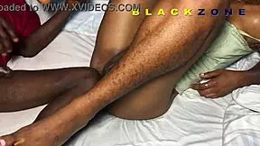 african teen riding in bedroom scene with close up touches