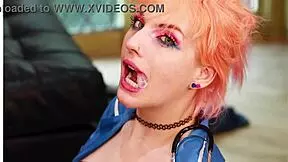 Posh 18 year old redhead makes herself cum and plays with spit