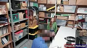 skinny shoplifter gets caught and fucked by the lp officer in the office