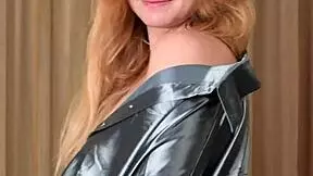 Hazel Ash Tries-On Models Strange Yoga-Pants Leggings Shiny Shirt And High Heel Boots Shoes Stilettos