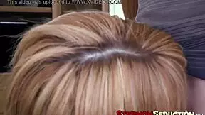 busty milf interacts with young guy and teen joins the party