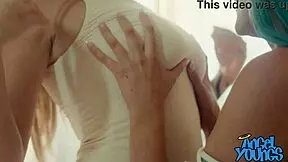 angel young 18+ and bambi blue, let's lick those wet pussies close up now