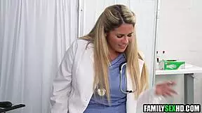 doctor stepmom threesome with stepson and stepdaughter, not sisters