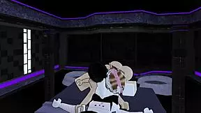 Threesome action with petite shemale femboy getting slammed hard!