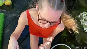 omg 😏 dry fuck turns into wet pounding on my stepsister, ending with cum all over her face - elena ross