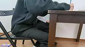 Instead Of An A On Her Exam, She Gets A Creampie In Fishnets!